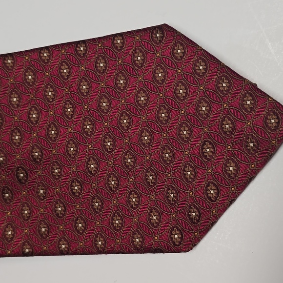 {Ike Behar} Burgundy and Gold Patterned Tie - Picture 3 of 8